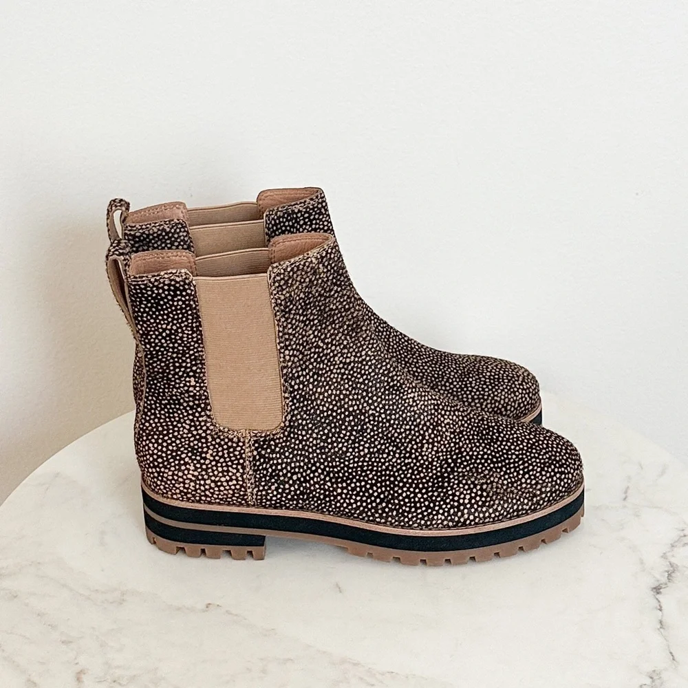 NEW Madewell Ivy Chelsea Lug Sole Boots Mini Dot Calf Hair Size 6.5